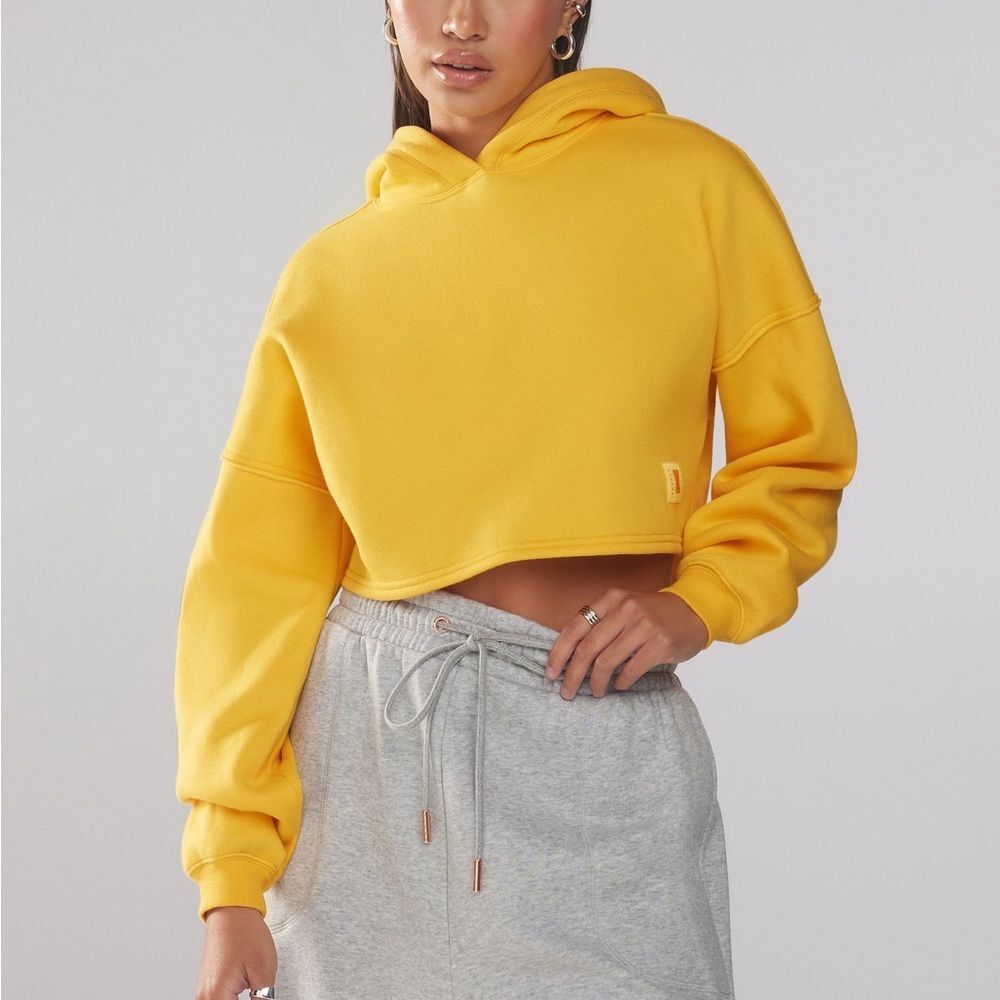 Savage x Fenty Yellow Essential Cropped Pullover Hoodie Womens Size XL 14-16 NWT - Picture 1 of 7